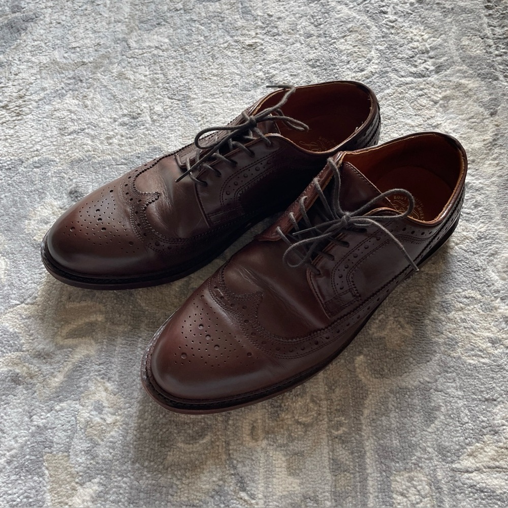 J. Crew Ludlow Brown Men’s US 11.5D Leather Brogue Wingtip Oxford Dress Shoes